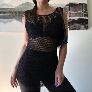 NWT 90s vintage black crochet tank blouse by Beta's choice